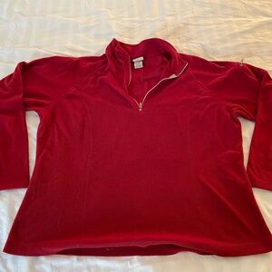 Cozy Up in Classic LLBean Style – Red Fleece Quarter Zip (L)